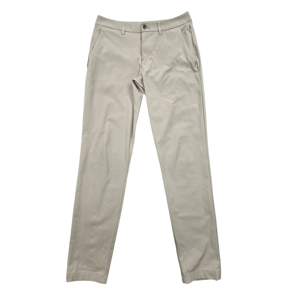 Lululemon ABC Slim Fit Trouser Mens 29 Khaki Tan Warpstreme Pants LM5A04S *READ